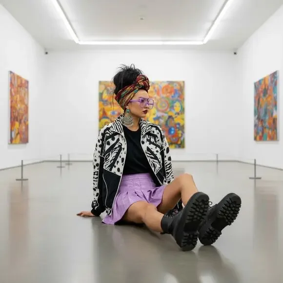 Vintage 90s EVR Windbreaker Jacket Animal Print Colorblock Zebra Spots Womens PL - Picture 4 of 12